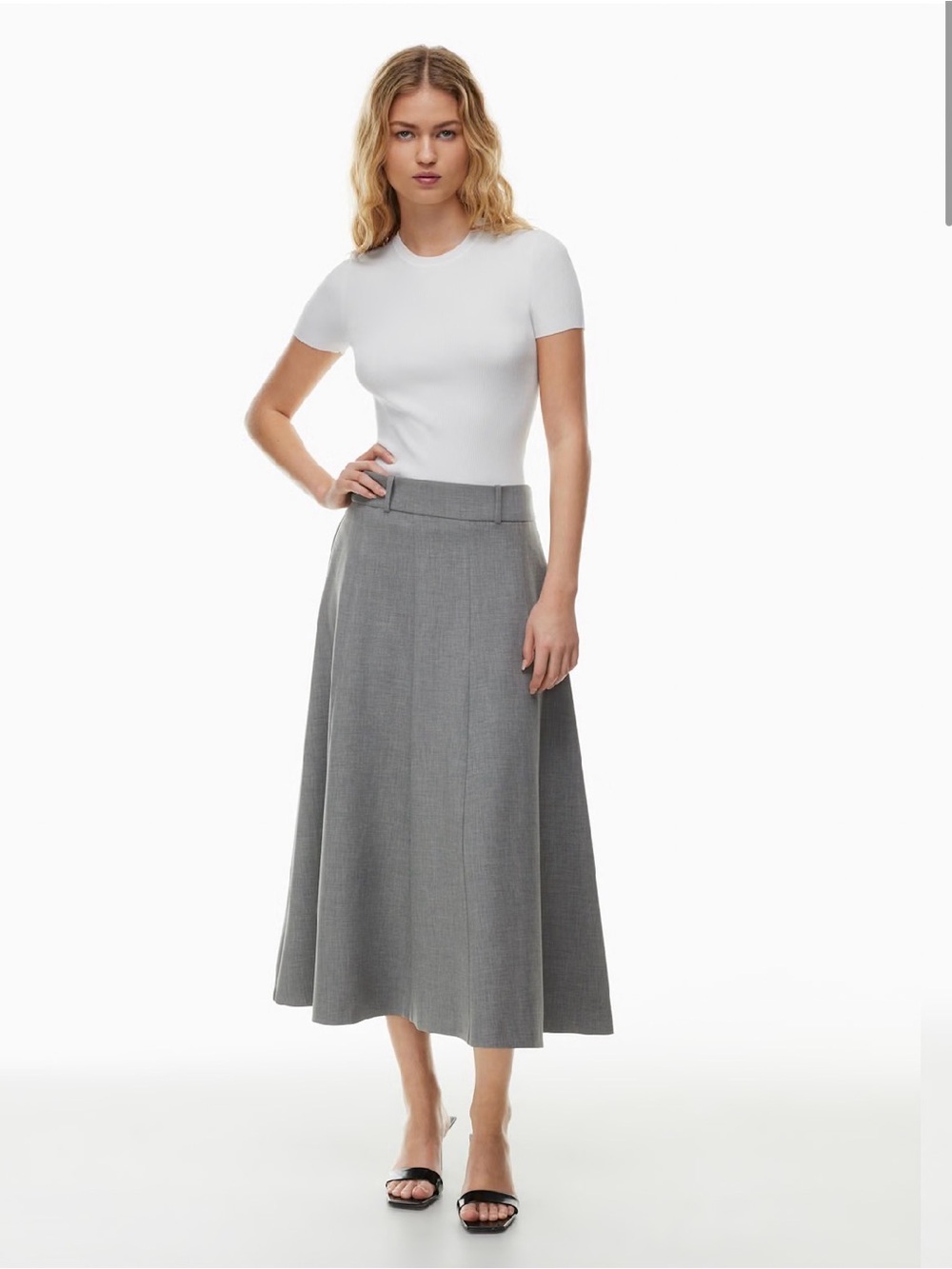 Babaton Arise mid-rise maxi skirt with an A-line silhouette